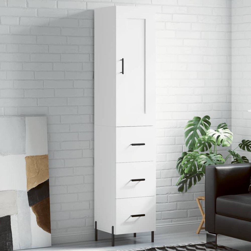 vidaXL Single Door 3 Drawer White Highboard Image 1