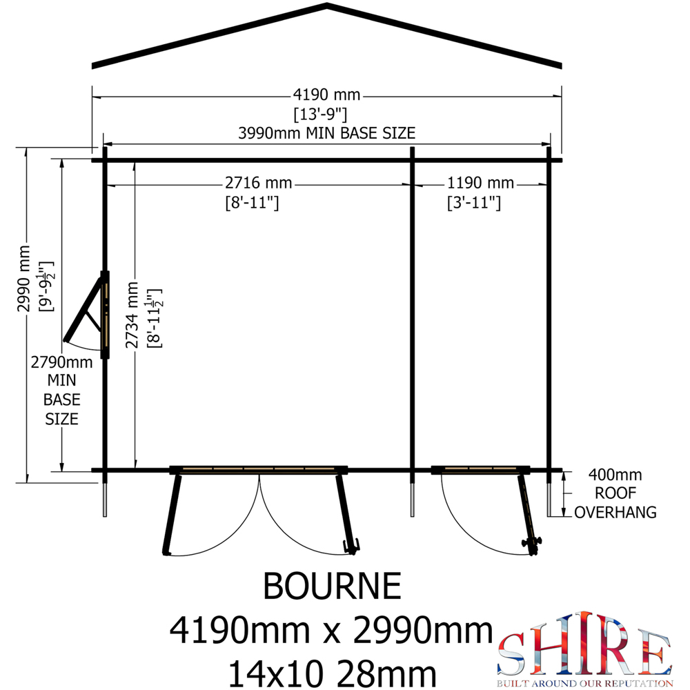 Shire Bourne 14 x 10ft Dual-Purpose Apex Garden Log Cabin with Integral Storage Image 8