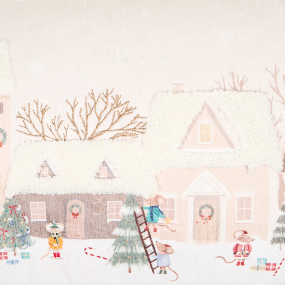 Mouse Winter Village Cushion Natural Image 5