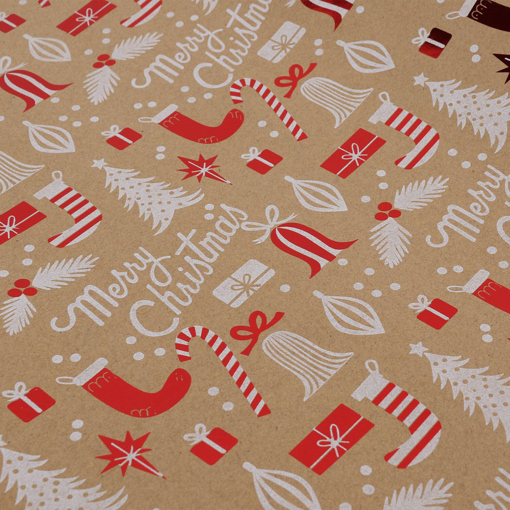 Kraft Foiled Wrapping Paper 8m - Brown Image 2