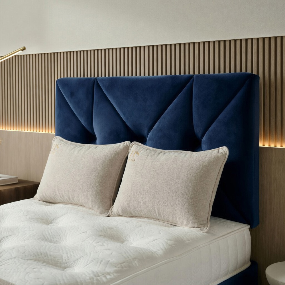 DS Living Eclipse Super King Size Dark Blue Plush Velvet Ottoman Bed Image 3
