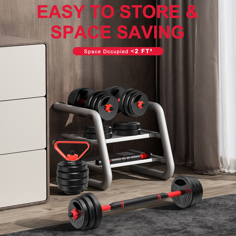 Rattrix Black 4-in-1 Multifunctional Dumbbell Set 20kg Image 3