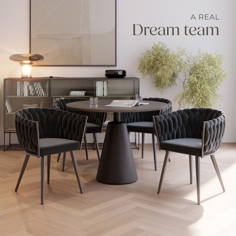 Tectake Astano Set of 4 Black Dining Chair Image 8