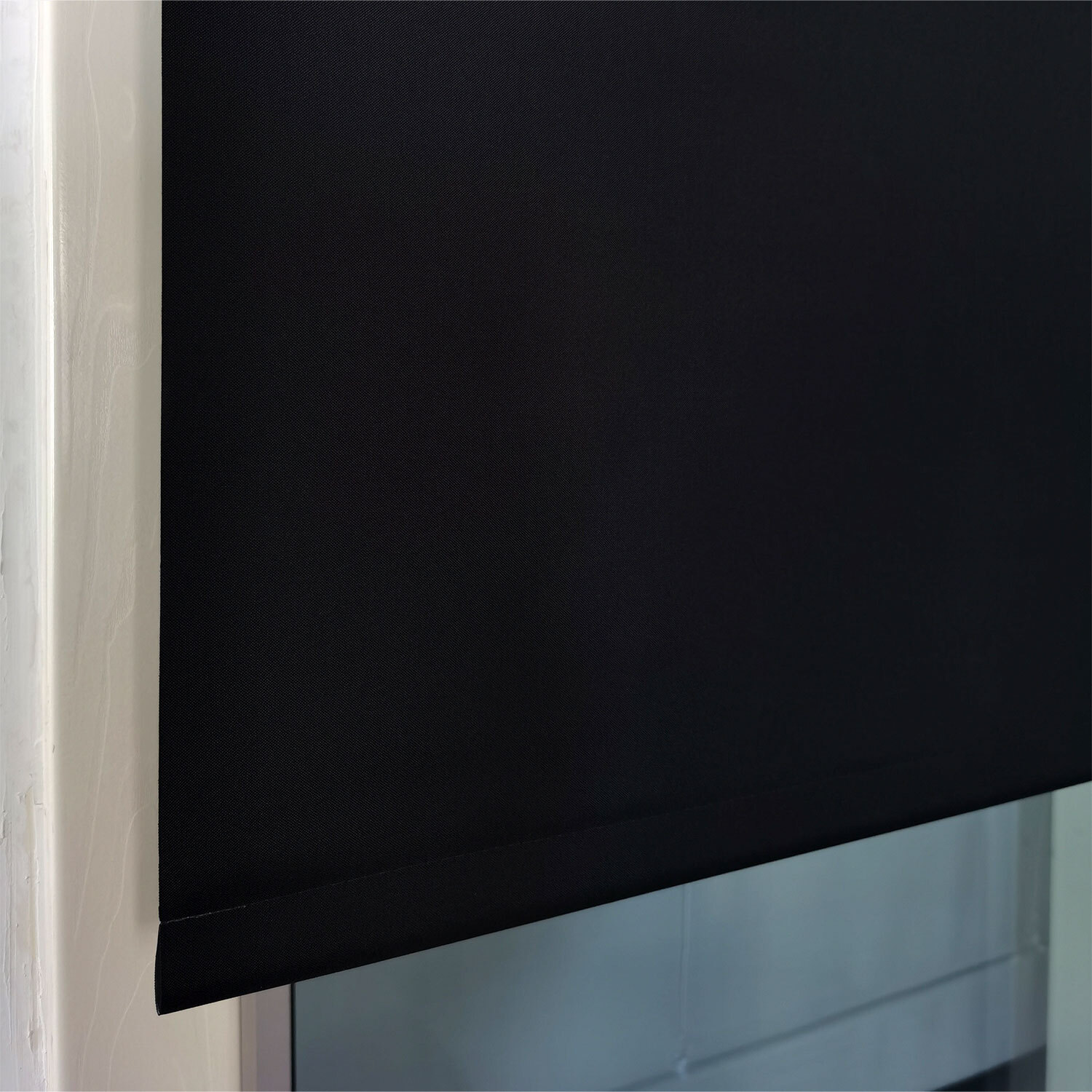 Plain Blackout Roller Blinds Black 120cm Image 1