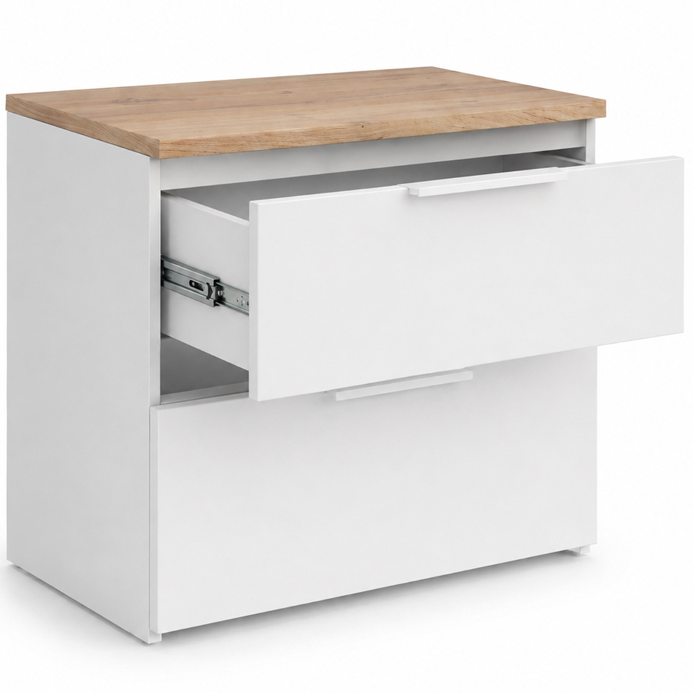Shefa Line MODU 60 2 Drawer White and Sonoma Oak Chest of Drawers Image 3