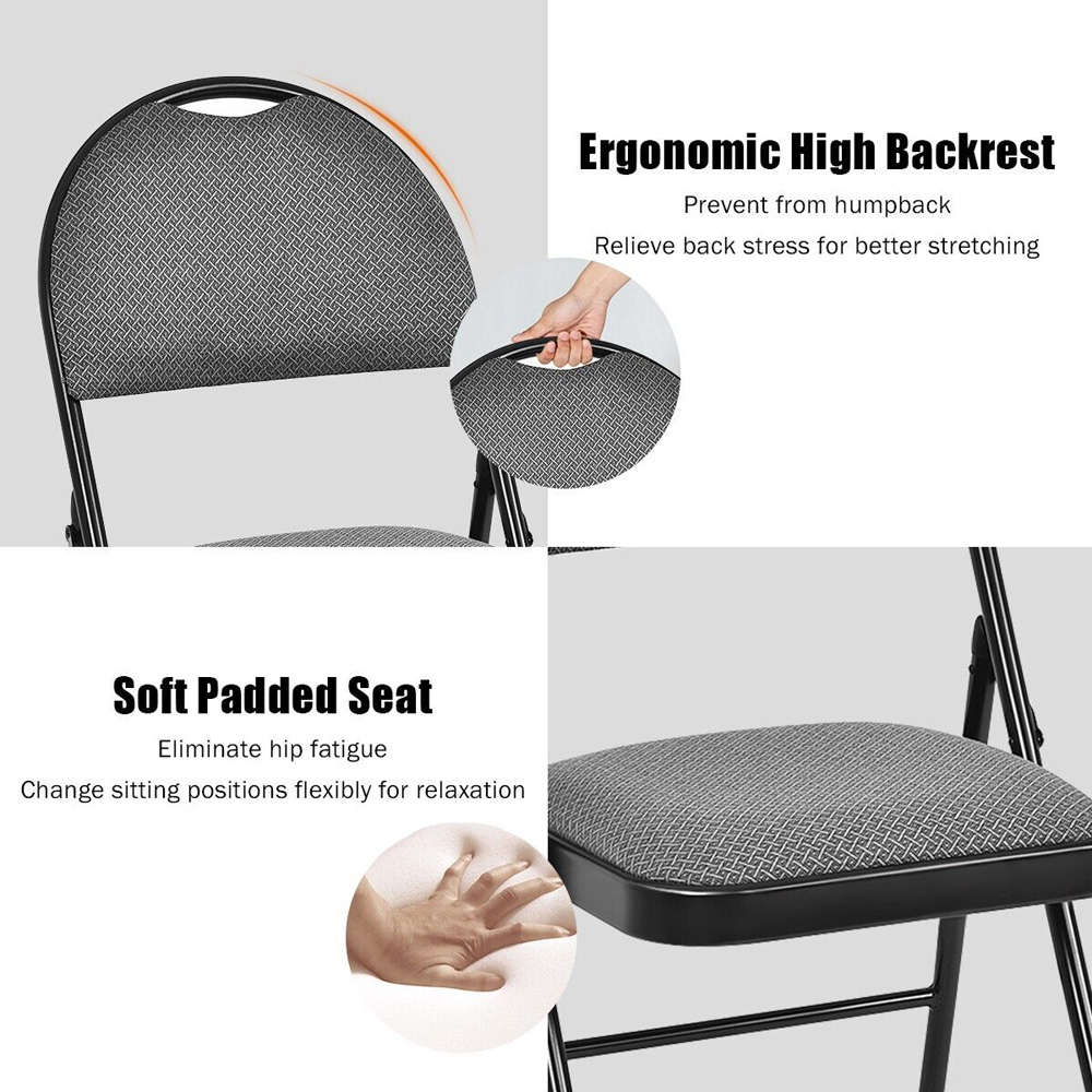 Costway Set of 6 Grey Foldable Dining Chairs Image 6