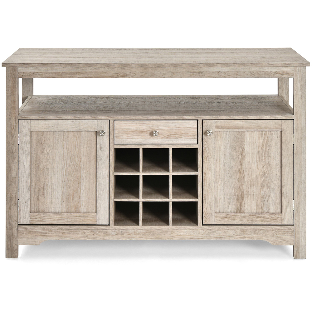 Costway 2 Door Single Drawer Grey Wooden Rustic Cabinet with Wine Racks Image 3