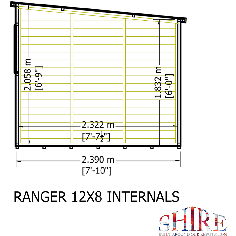 Shire 12 x 8ft Ranger Pent Shed Image 8