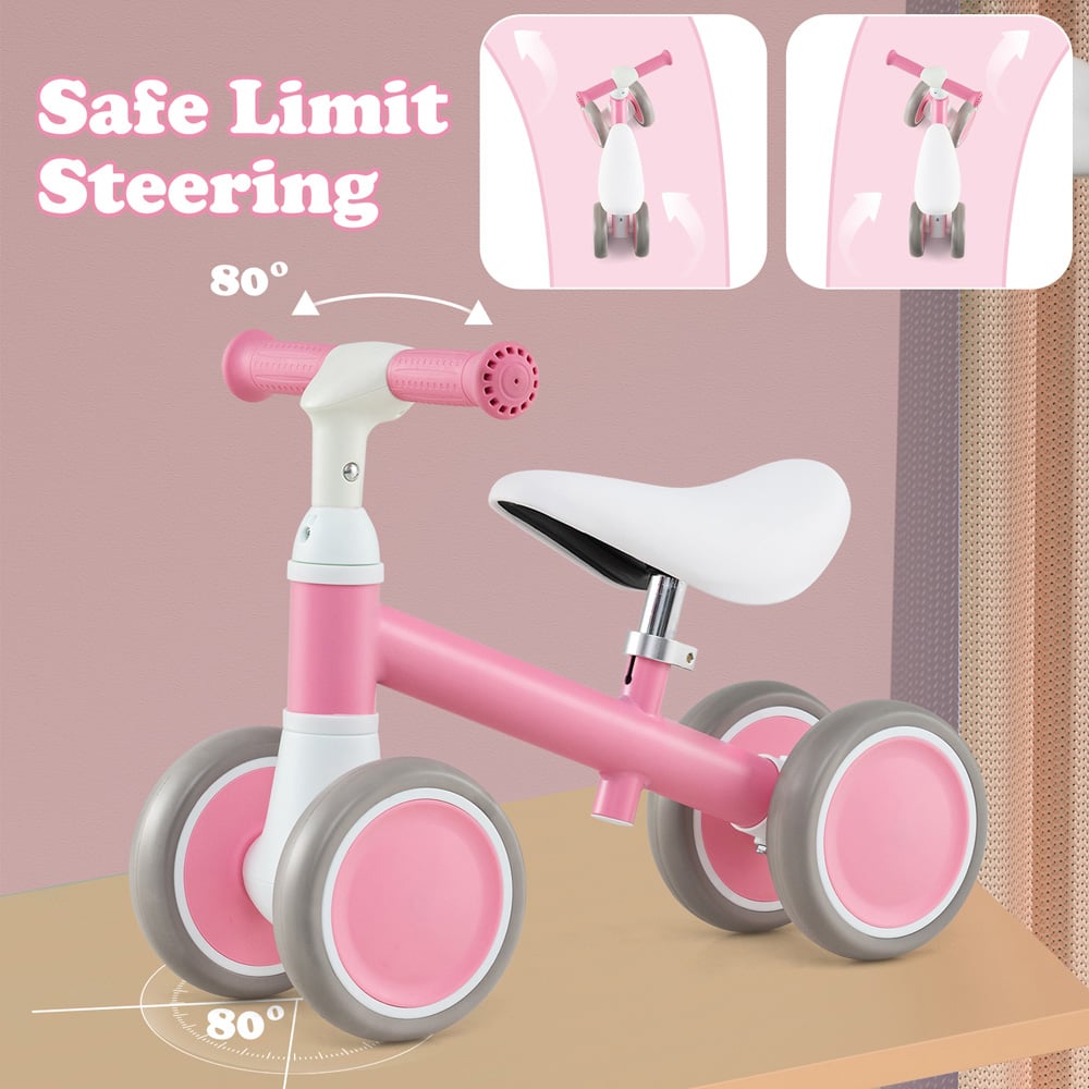 Costway Toddlers Pink Balance Bike with Height Adjustable Handle and Seat Image 7