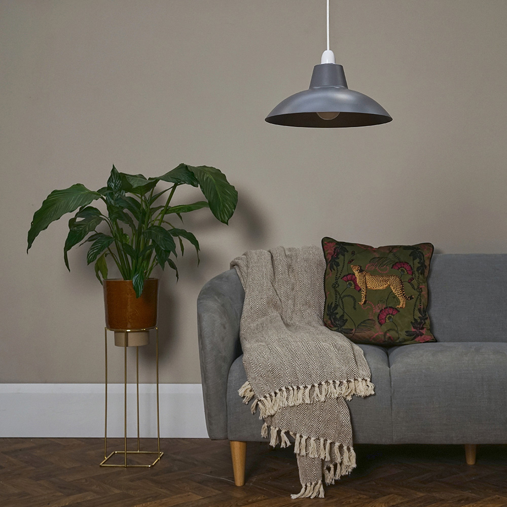 ValueLights Civic Dark Grey Retro Pendant Light Shade Image 7