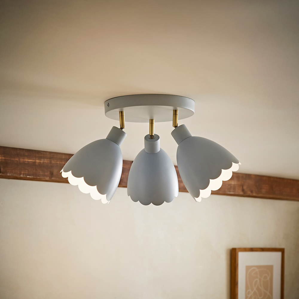 ValueLights Millie 3 Way Powder Blue Scallop Shade Adjustable Round Spot Ceiling Light with Bulb Image 2