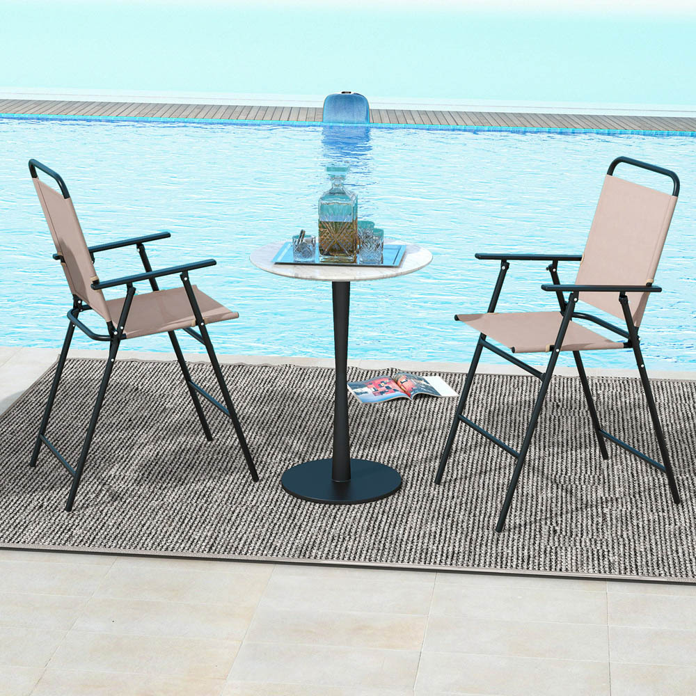 Costway Set of 2 Beige Folding Outdoor Chair Image 4