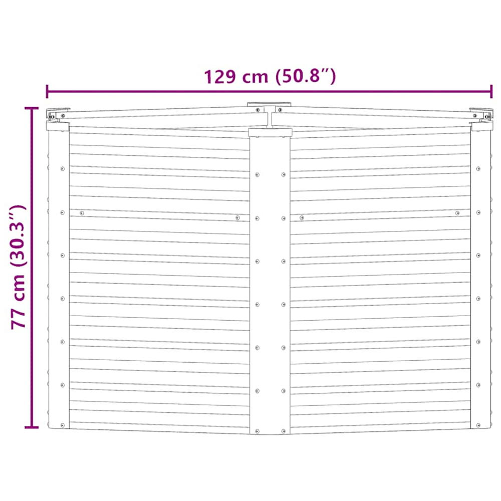 vidaXL Anthracite Galvanised Steel Raised Garden Bed 77 x 129 x 129cm Image 7
