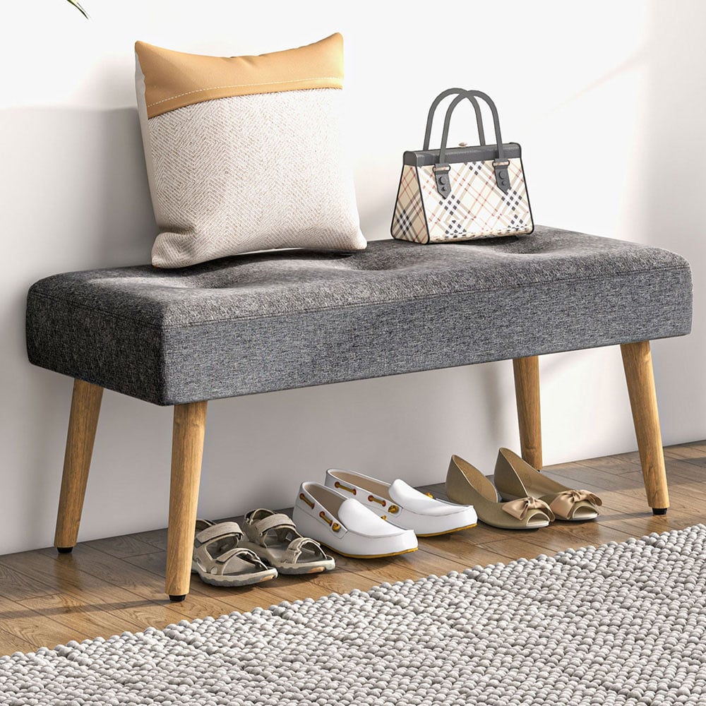 Portland Grey Linen Tufted Multifunctional Footstool Image 1