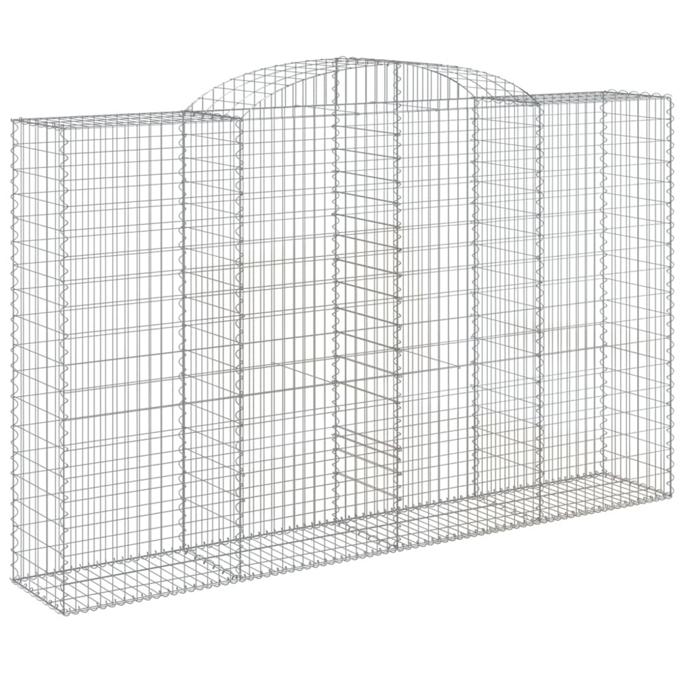 vidaXL Silver Galvanised Iron Arched Gabion Basket 300 x 50 x 180/200cm 7 Pack Image 1