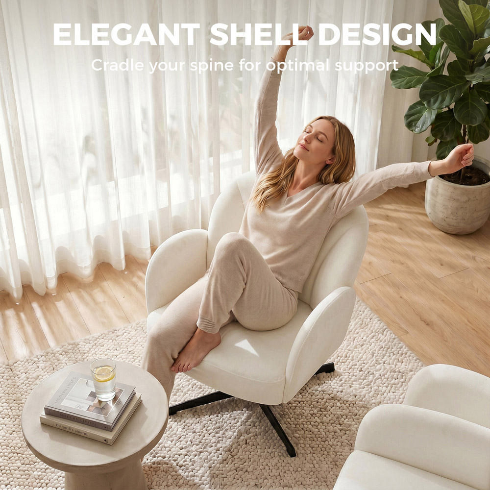HOMCOM Cream Modern Swivel Accent Chair Image 5