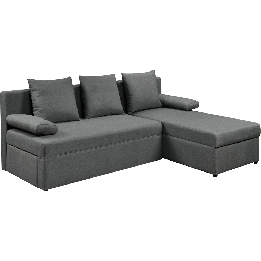 Comfy Living 3 Seater Grey Linen L Shaped Corner Sofa Bed with Storage Image 2