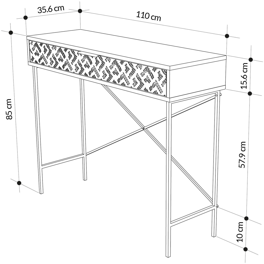 Decortie Heaton Single Drawer Dark Oak Effect Console Table Image 7
