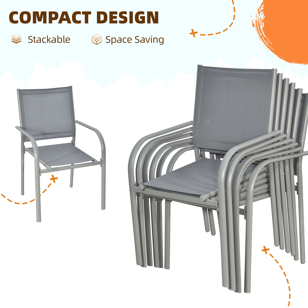Outsunny 6 Seater Steel Garden Dining Set Grey Image 7