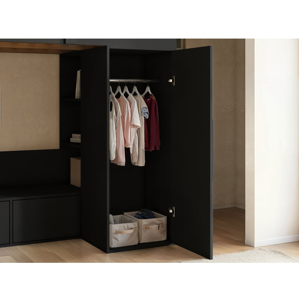 Flair Aspen Black Ribbed High Sleeper with Storage and Wardrobe Image 5