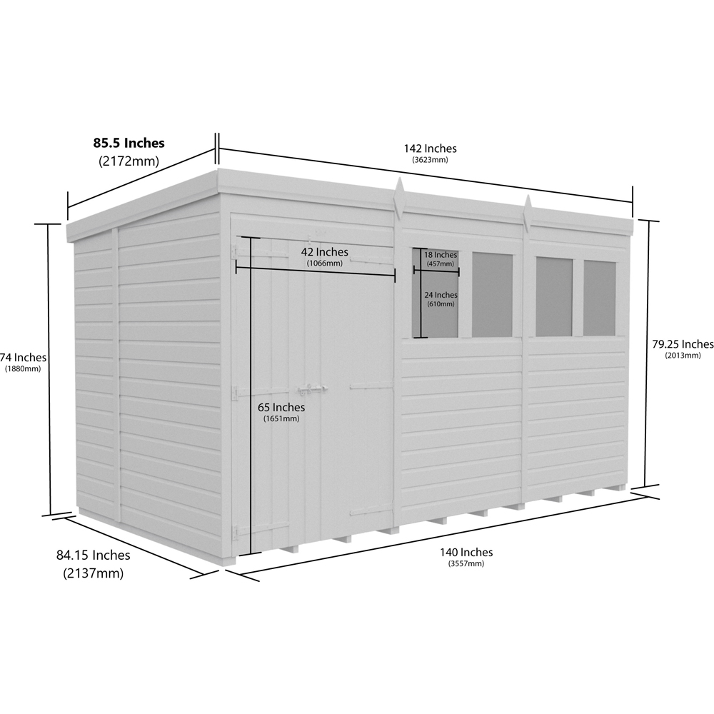 DIY Sheds 12 x 7ft Tongue and Groove Timber Pent Garden Shed Image 9