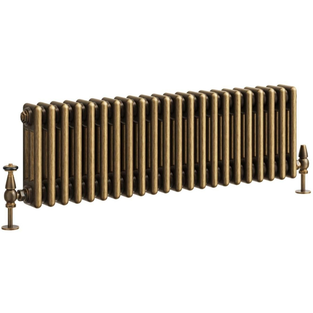 Go Bathrooms Clarence Antique Brass 3 Column Radiator 300 x 1010mm Image 1