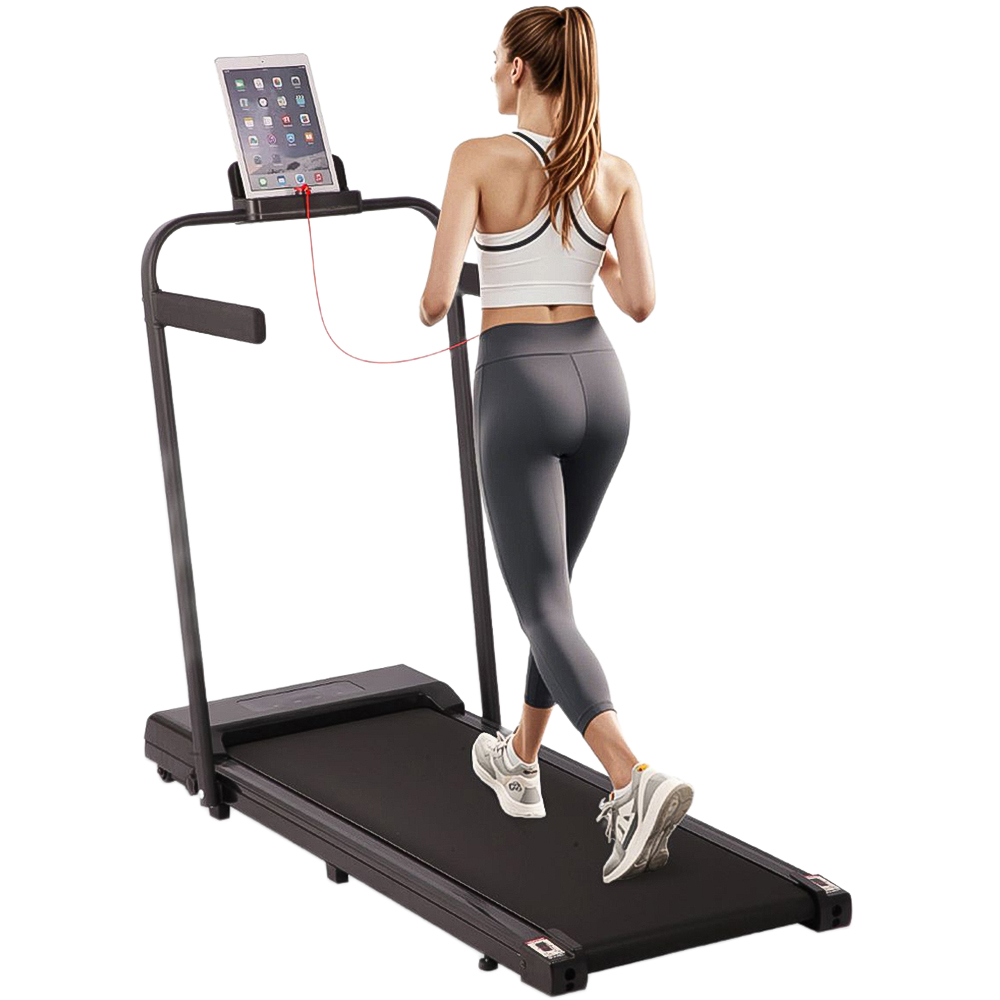 Willowmare 2-in-1 Grey Foldable Electric Treadmill with Handrail and LCD Screen Image 1