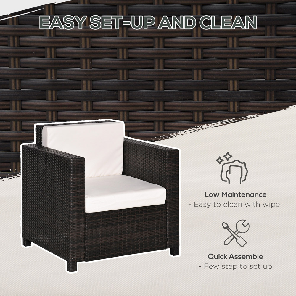 Outsunny Brown Rattan Armchair with Cushion Image 6