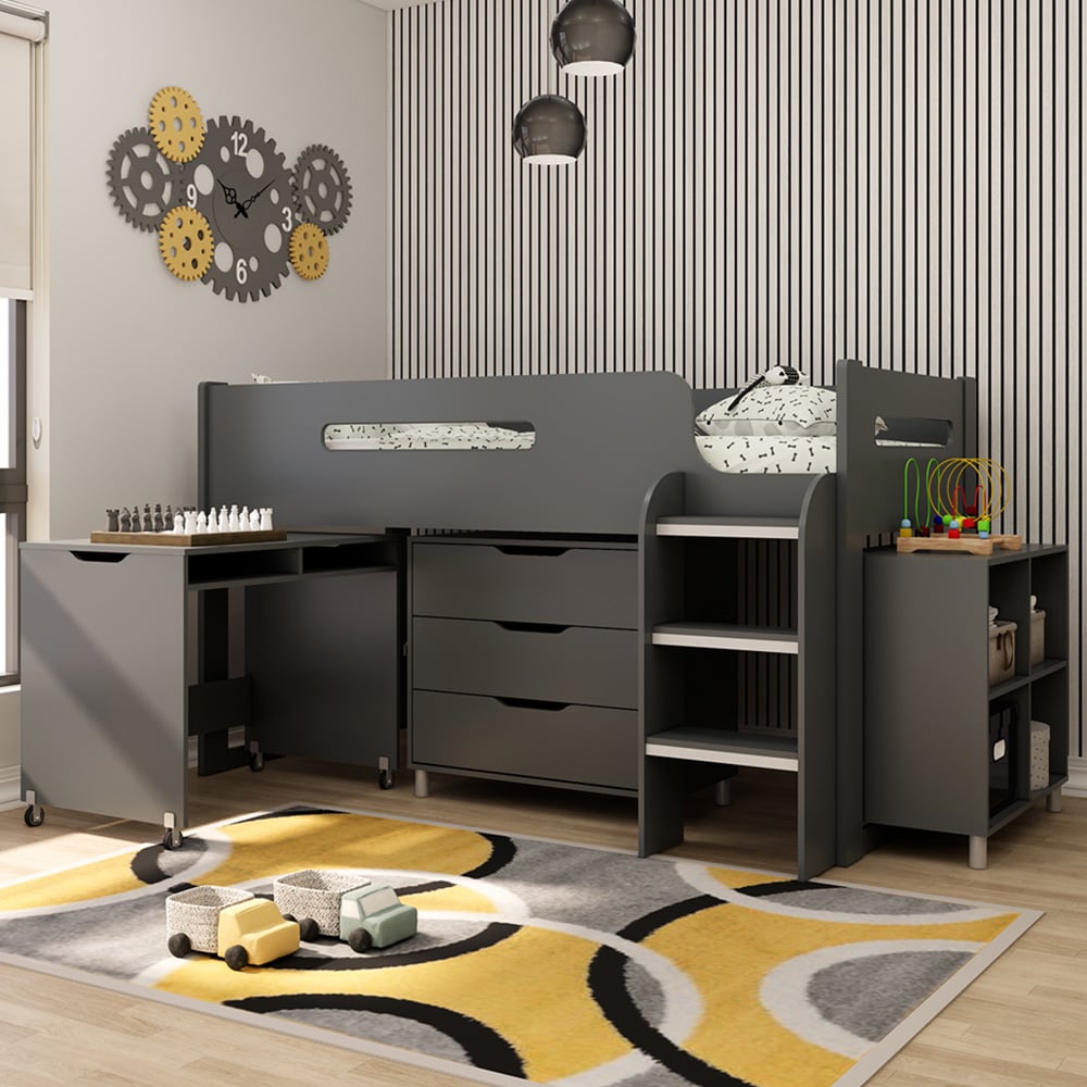 Kudl Multi Storage Anthracite Mid Sleeper with Pull Out Desk Image 1