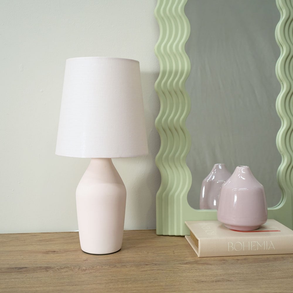ValueLights Arlo Set of 2 Pink Rose Shade Ceramic LED Table Lamp Image 3