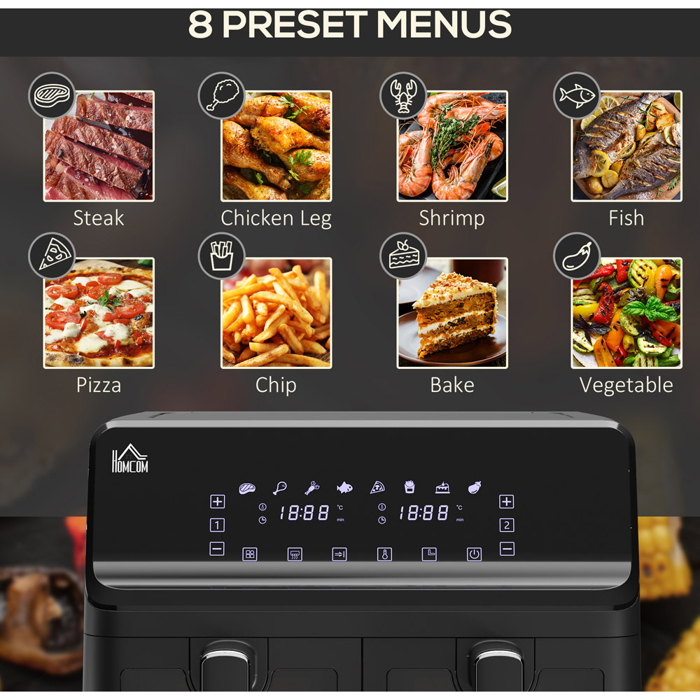 HOMCOM 800-166V70BK Black 8L Double Basket Air Fryer Image 6
