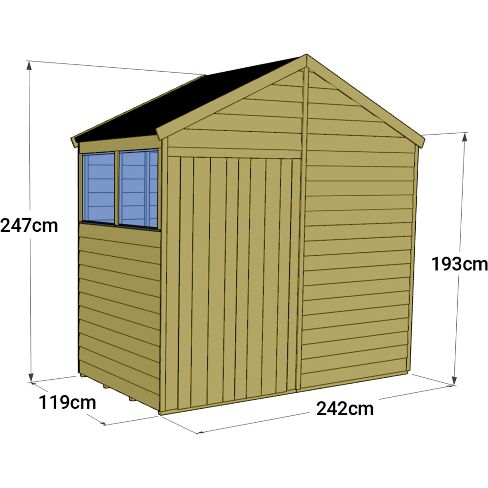 StoreMore 4 x 8ft Double Door Tongue and Groove Apex Shed with Window Image 4