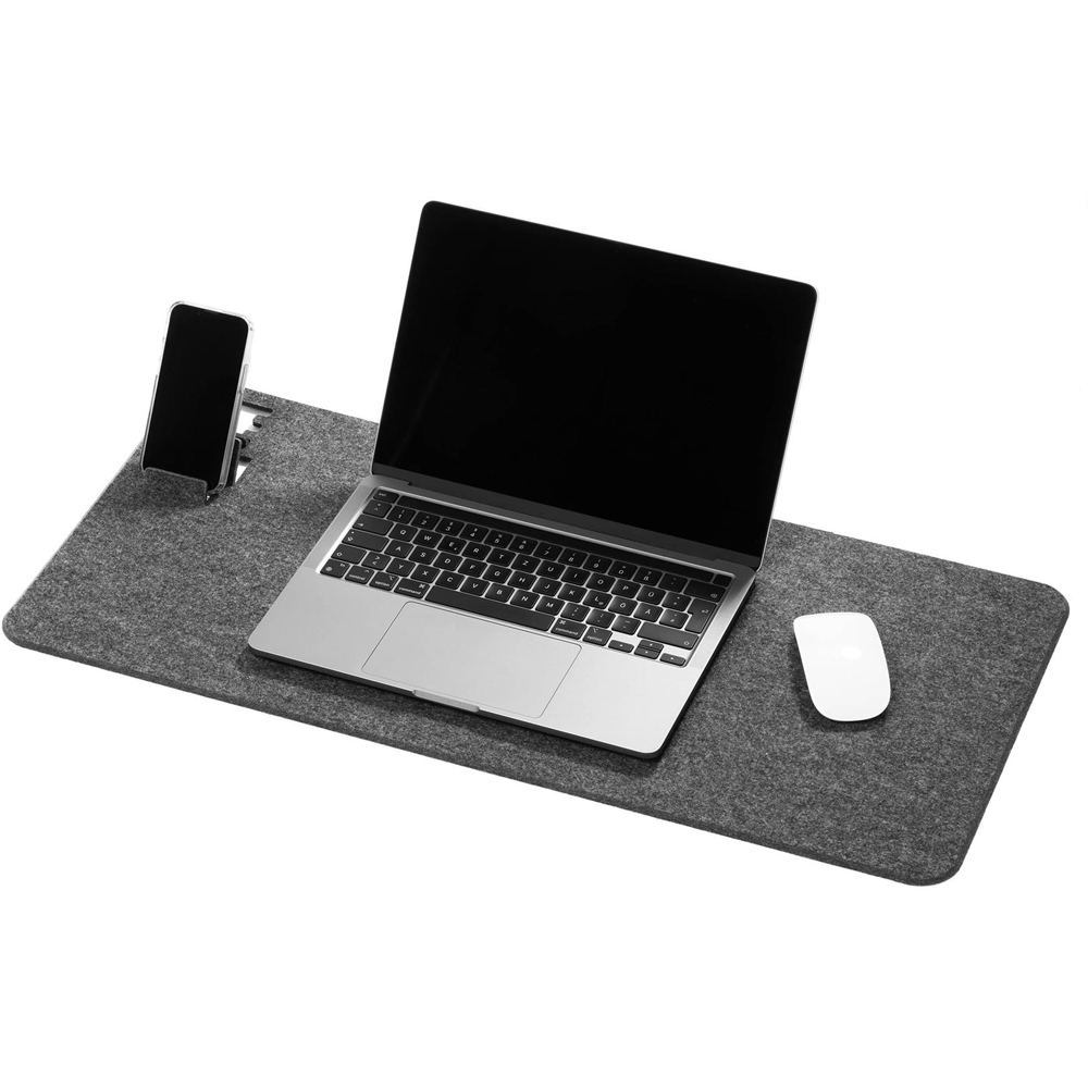 Durable Premium Soft Felt Desk Mat with Fold Out Phone Holder 70 x 33cm Image 3