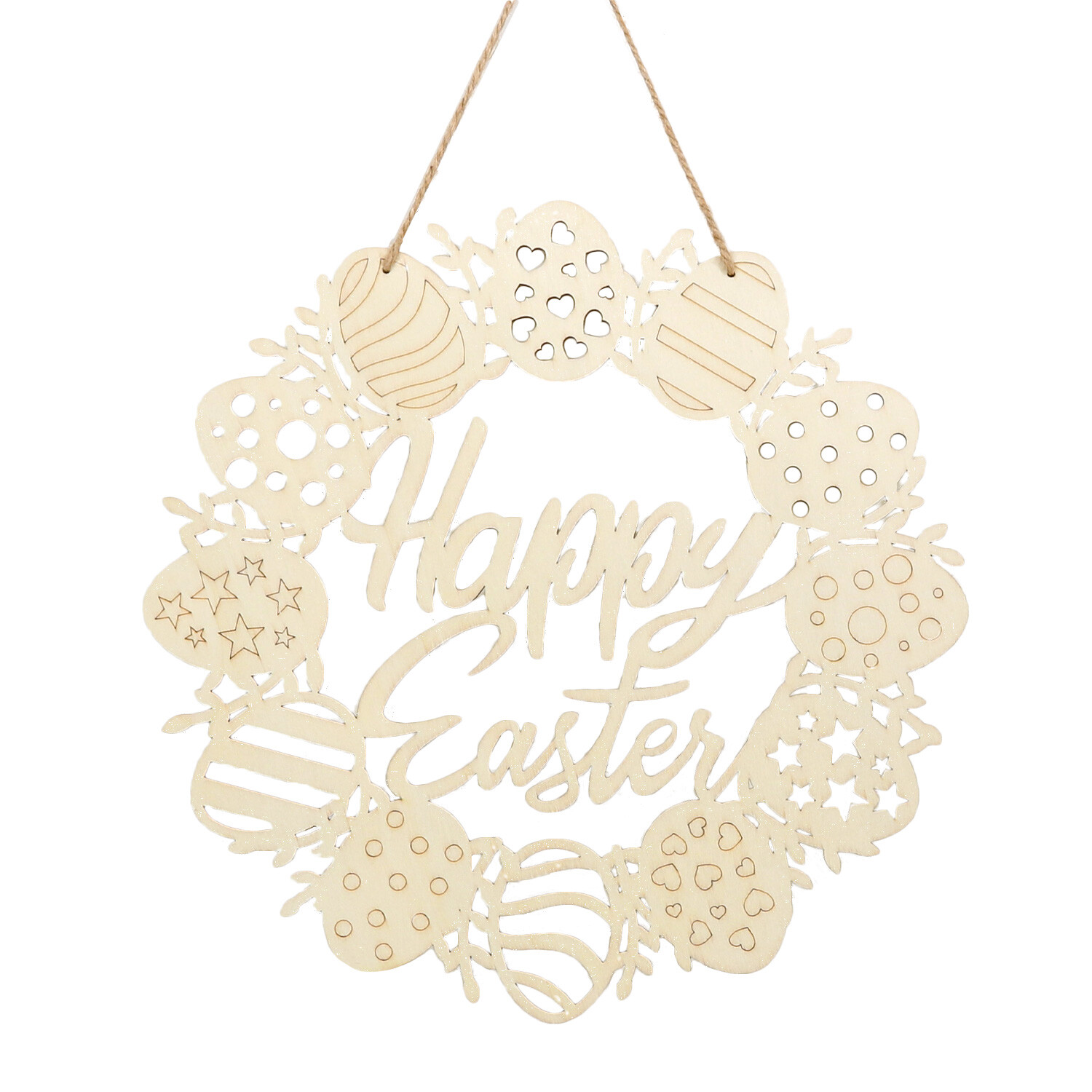 Happy Easter Wooden Wreath Image 2