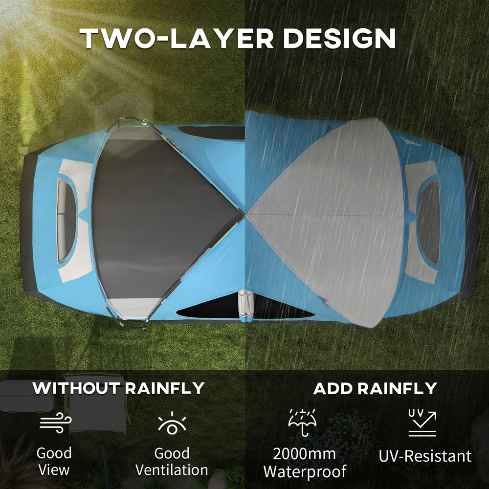 Outsunny 5-8 Person Waterproof Camping Tent with Rooms Blue Image 4