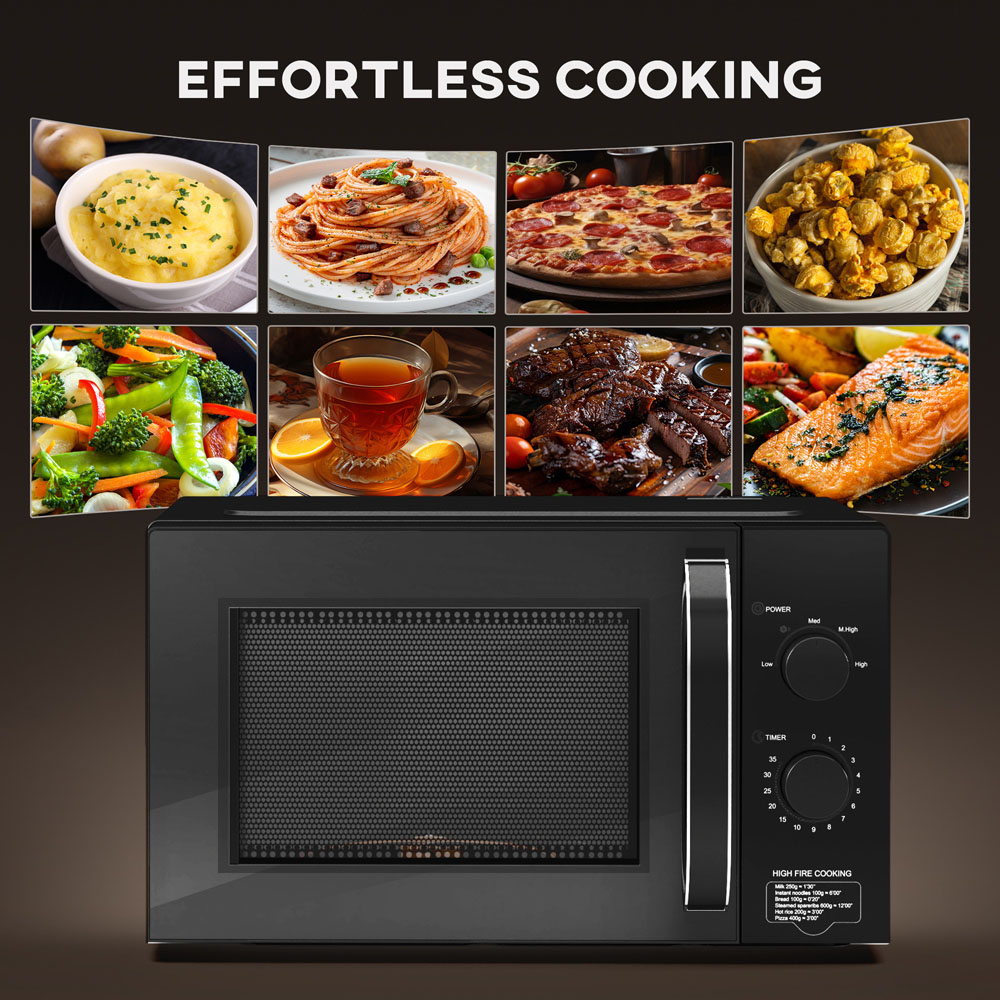 HOMCOM 800-227V70BK Black Solo Manual Microwave Oven 23L Image 8