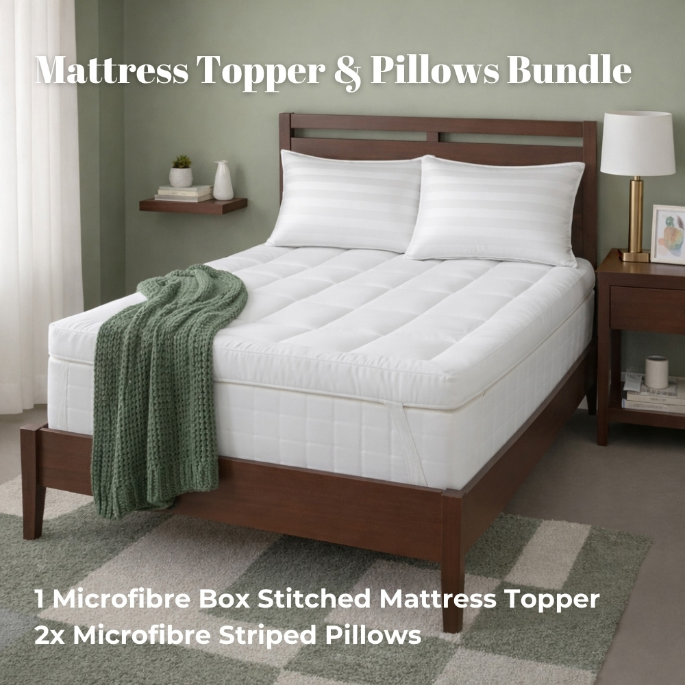 MHG Living Single Hollowfibre Mattress Topper with 2 Pillows Image 5