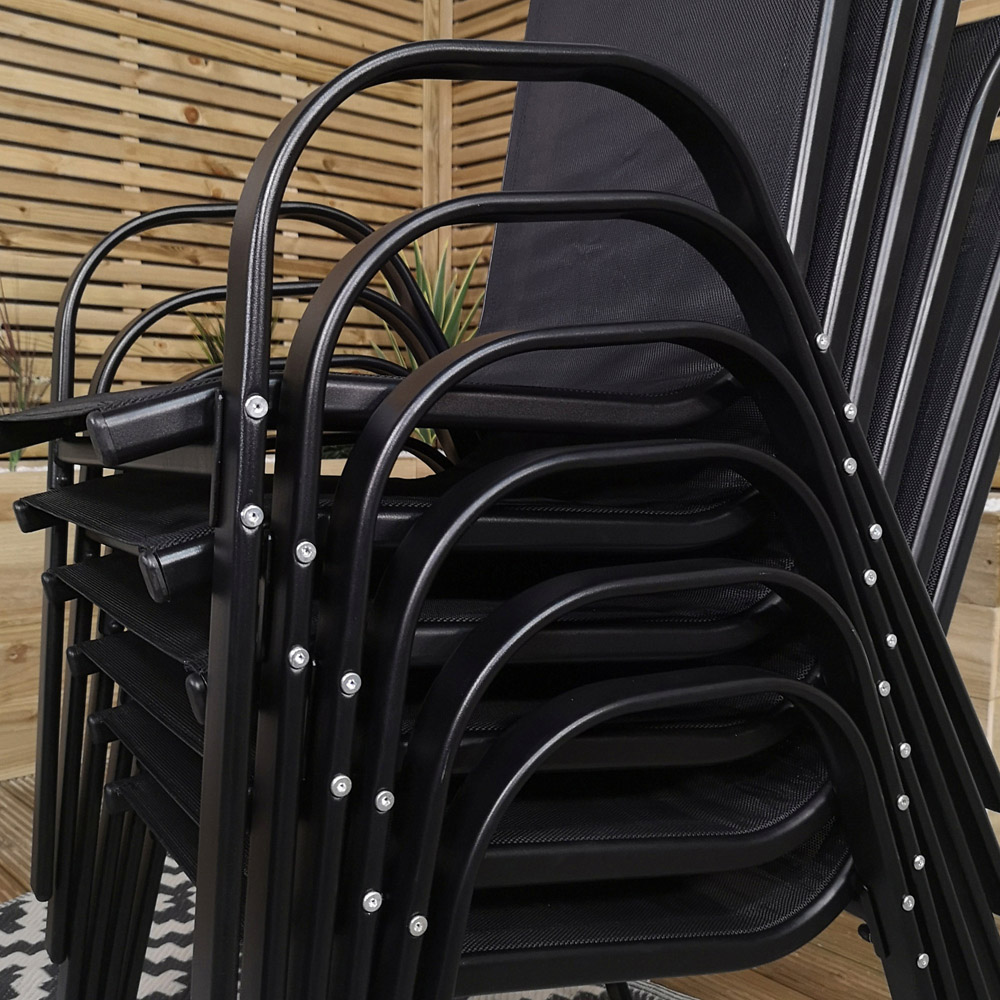 Samuel Alexander Set of 6 Black Textilene Garden Chair Image 4
