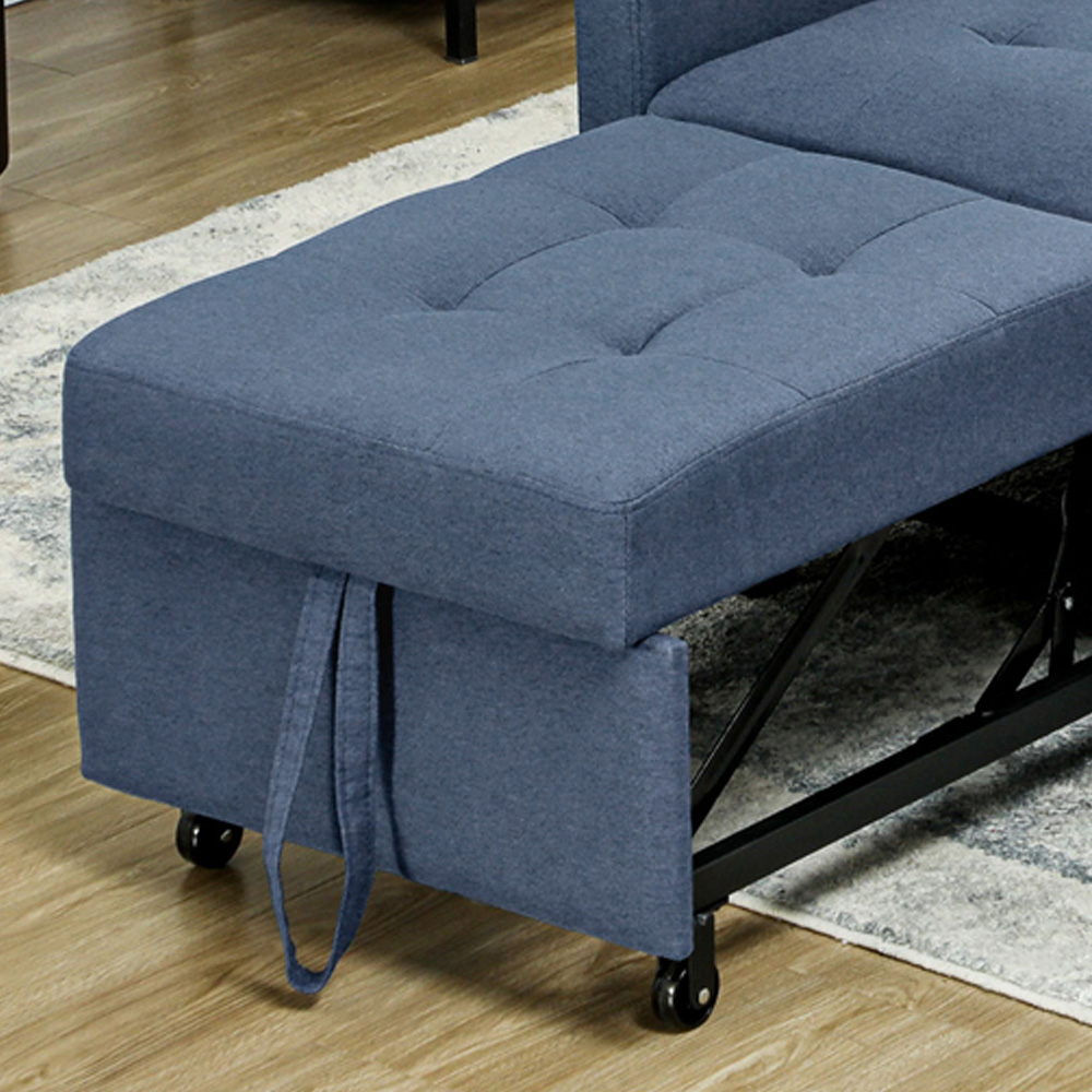 HOMCOM Blue Upholstered Fabric Convertible Single Chair Bed Image 3