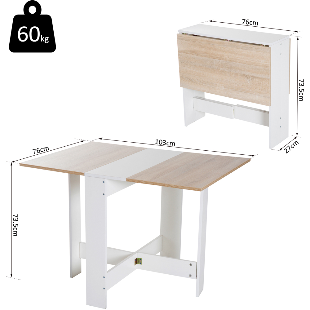 Portland 2 Seater Folding Dining Table Desk and Workstation Oak and White Image 8