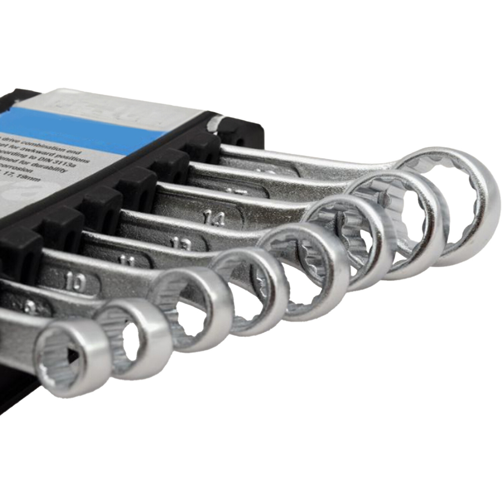 Hilka Chrome Vanadium 8 Piece Combination Spanner Set Silver Image 2