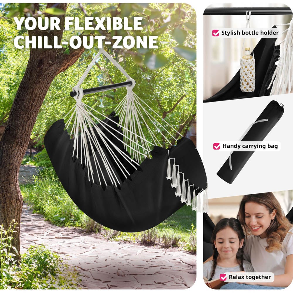 tectake Malika Black Hanging Chair 150kg Image 7