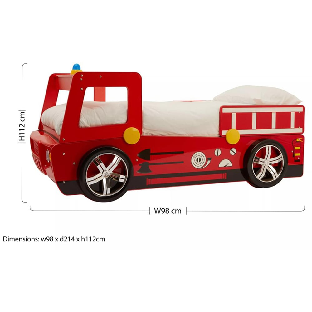 Premier Housewares Single Red Fire Engine Kids Bed Image 9