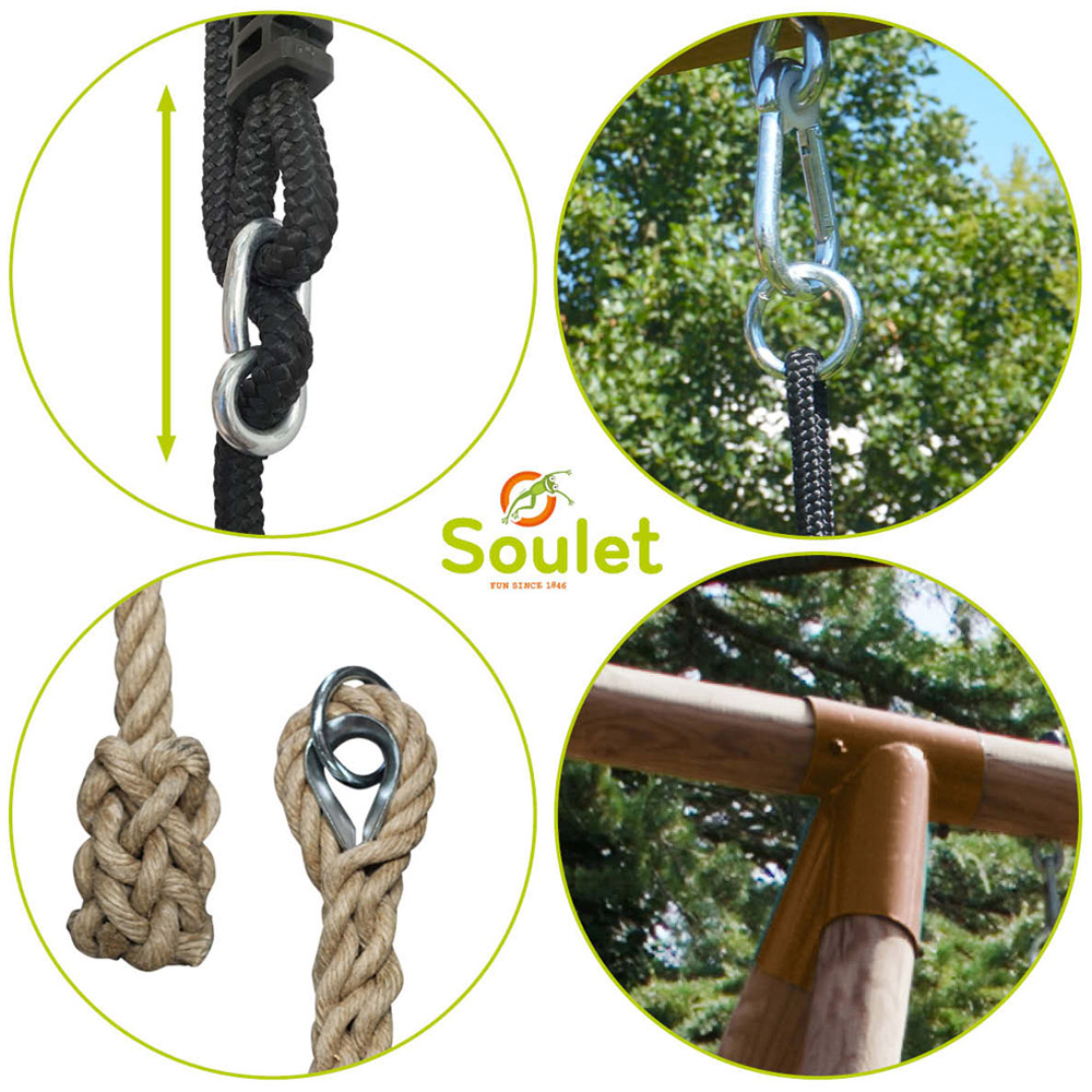 Soulet Galdar Kids Wooden Swing Set with Rope and Trapeze Image 7