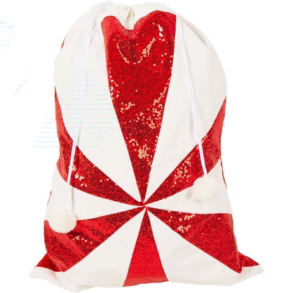 Candy Cane Sequin Sack - Red & White Image 1