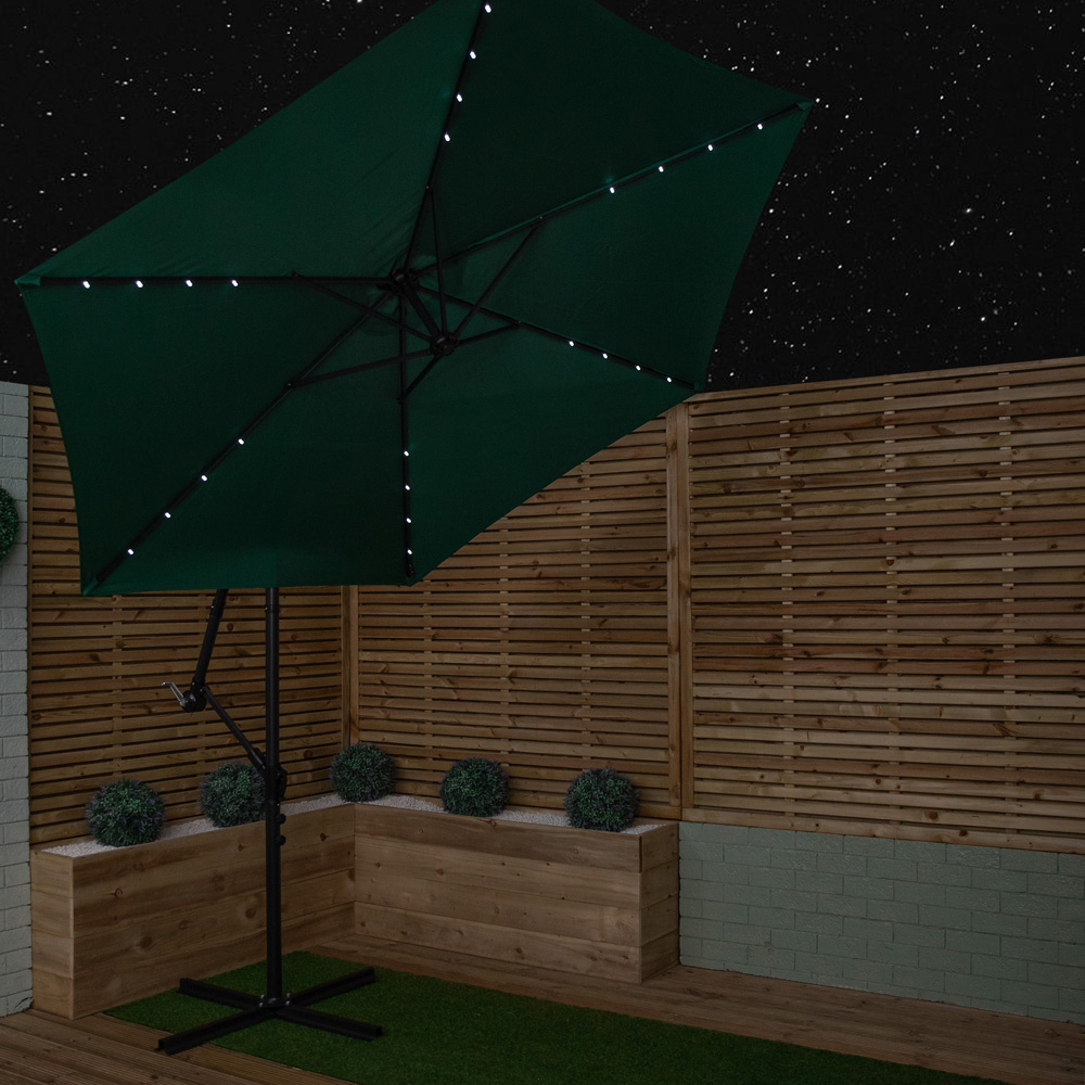 Samuel Alexander Green Solar Powered Cantilever Garden Parasol with LED Lights 3m Image 9