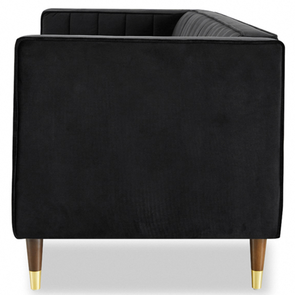 Home Detail Thomas 3 Seater Black Velvet Sofa Image 4
