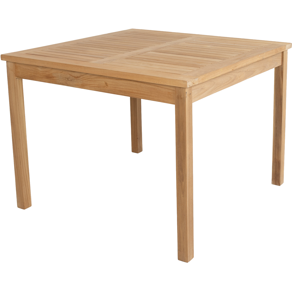 Charles Bentley 4 Seater Teak Wood Square Slatted Garden Dining Table Image 3
