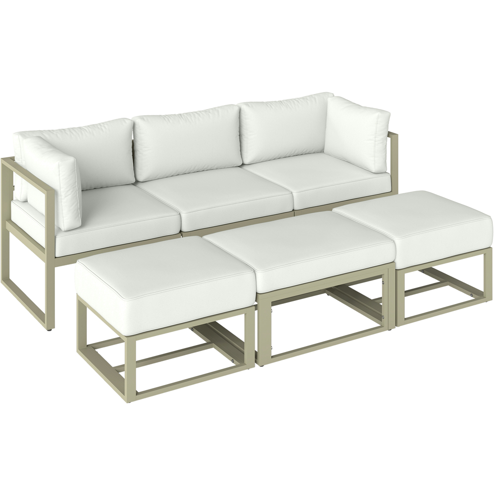Outsunny 6 Seater Cream White Sectional Sofa Lounge Set Image 2