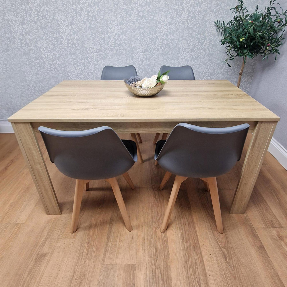 Kosy Koala 4 Seater Plastic and Faux Leather Dining Set Oak Effect and Grey Image 5